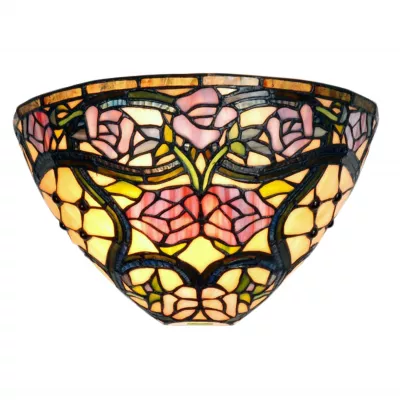 Clayre & Eef Wandlampe im Tiffany-Stil 30x19cm Rosenmuster