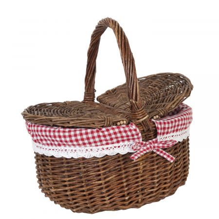 Clayre & Eef Korb Rattan mit Deckel ca. 33 x 24 x 34 cm