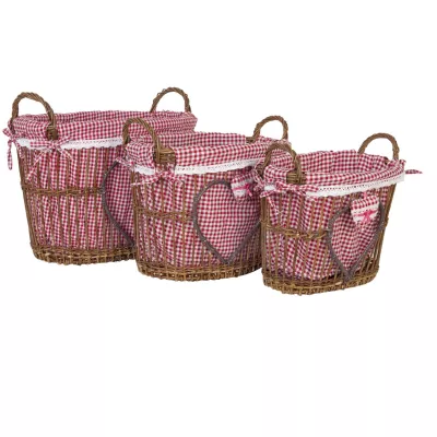 Clayre & Eef Korb Körbe Rattan 3er Set ca. 42 x 32 x 37 / 38 x 27 x 32 / 32 x 23 x 28 cm