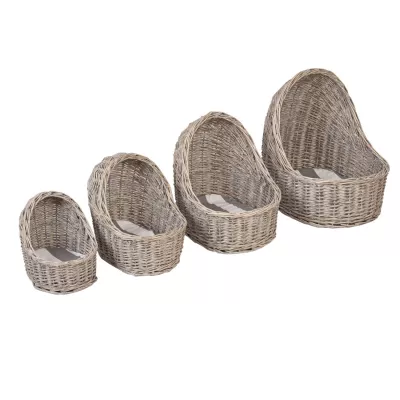 Clayre & Eef Körbchen 4er Set Grau ca. 28 x 22 x 26 / 36 x 28 x 33 / 43 x 36 x 42 / 51 x 43 x 51 cm