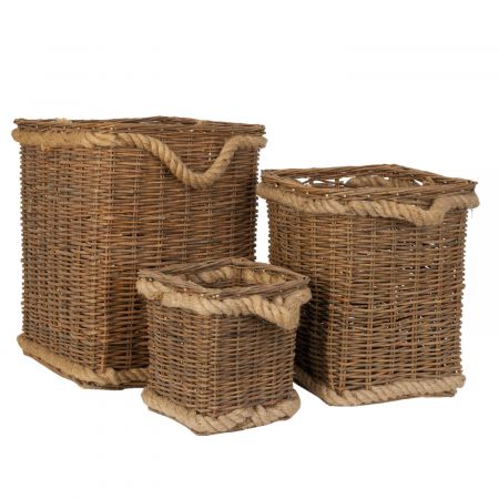 Clayre & Eef Körbchen 3er Set Rattan ca. 33 x 46 / 25 x 37 / 17 x 26 cm