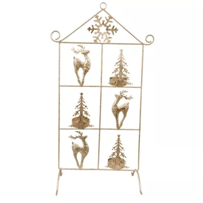 Clayre & Eef Teelichthalter Hirsch Tannenbaum Goldfarbig ca. 20 x 13,5 x 45 cm