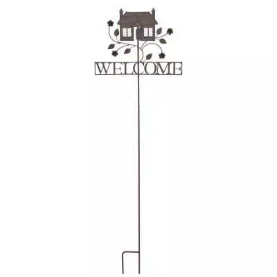 Clayre & Eef Gartenverzierung Haus Welcome zum Einstecken in die Erde ca. 35 x 120 cm