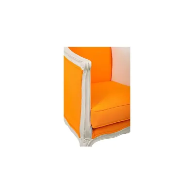 Französischer Sessel in Weiß & Orange mit Massivholz