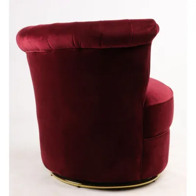 Roter Samtsessel mit Drehfunktion