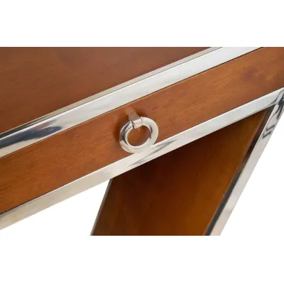 Massiv-Holz Konsolentisch mit Geometrischem Design