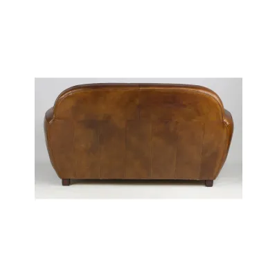 Braunes Ledersofa 2-Sitzer im Clubstil