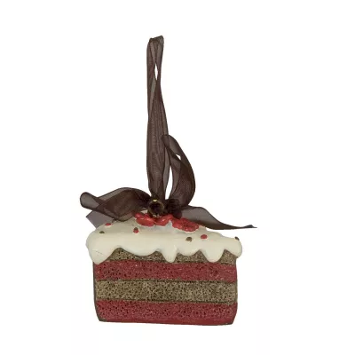 Clayre & Eef Deko Tortenstück rot/grün 5*5*10cm