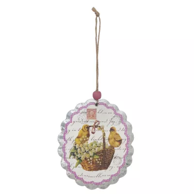 Ostern Schild Anhänger Küken Korb ca. Ø 8 cm