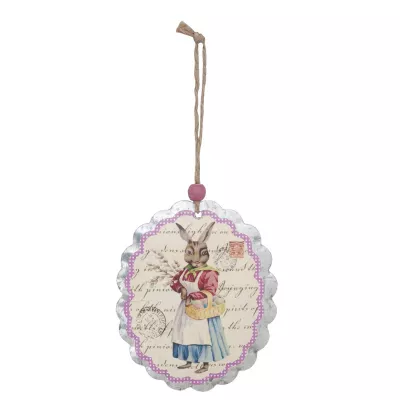 Ostern Schild Anhänger Hase Korb Eier ca. Ø 8 cm