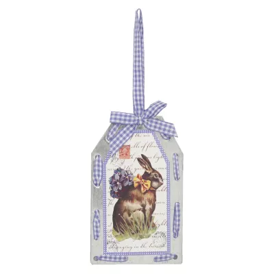 Clayre & Eef Ostern Schild Anhänger Hase ca. 8 x 8 cm