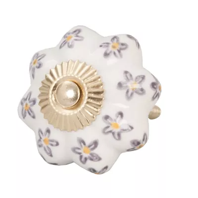 Möbelknopf Blumen Grau Gelb ca. 4,5 cm