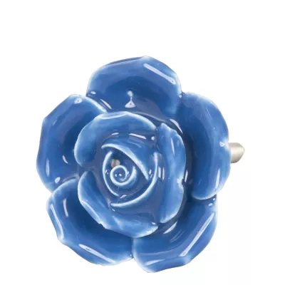 Clayre & Eef Möbelknopf Blumenform Blau ca. 4,5 cm