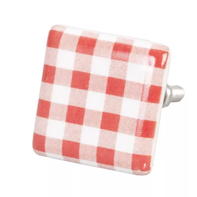 Möbelknopf Rot kariert ca. 3,5 cm