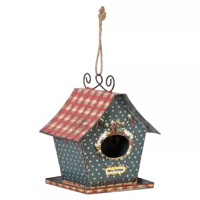 Clayre & Eef Vogelhaus Merry Christmas Bunt zum Aufhängen ca. 15 x 12 x 18 cm