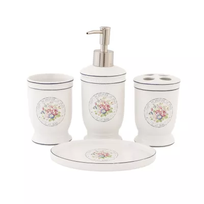 Clayre & Eef 4-teil. Badezimmer- Set Keramik \'Savon au Parfum de Paris\'