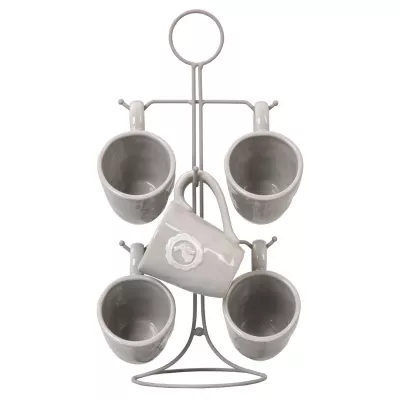 Clayre & Eef Tassenständer + 6 Tassen 