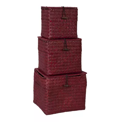 Clayre & Eef Körbchen 3er Set Rot ca. 14 x 14 x 13 / 17 x 17 x 15 / 20 x 20 x 17 cm