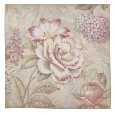 Clayre & Eef Bild auf Stoff Blumen ca. 60 x 60 x 3 cm