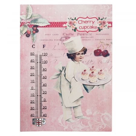 Wandschild mit Thermometer \'Cherry Cupcake\' ca. 19 x 26 cm
