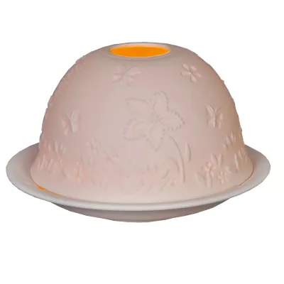 Clayre & Eef Windlicht Weiß ca. Ø 12 x 9 cm