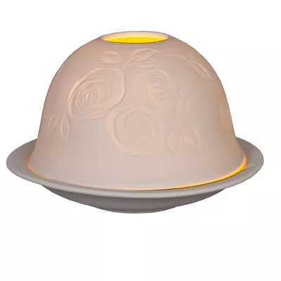 Clayre & Eef Teelichthalter Windlicht Weiß ca. Ø 12 x 9 cm