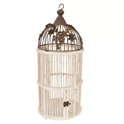 Clayre & Eef Pflanzkäfig Vogelhaus Weiß ca. Ø 24 x 54 cm
