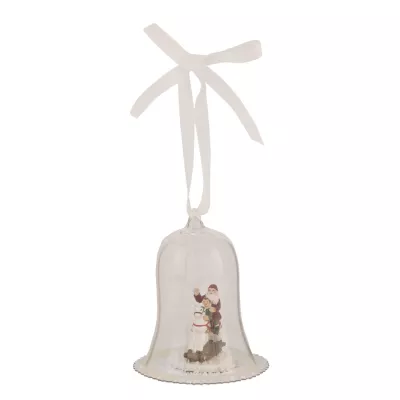 Clayre & Eef Anhänger Glocke Nikolaus Weihnachtsmann transparent ca. Ø 10 x 12 cm