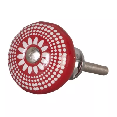 Türknopf Möbelknopf rot/weiß ca. Ø 3 cm