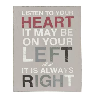 Clayre & Eef Deko Dekoration Schild Listen to your... grau ca. 19 x 24 cm