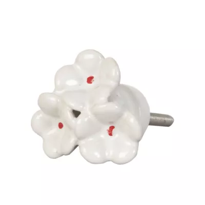 Türknopf Möbelknopf Blumen weiß ca. Ø 4 cm