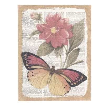 Clayre & Eef Bild Schmetterling Blume ca. 32 x 41 x 1 cm