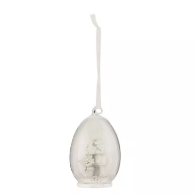 Clayre & Eef Dekoration Anhänger Ei Hase transparent ca. 5 x 8 cm