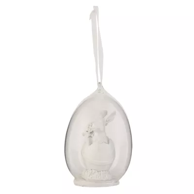 Clayre & Eef Dekoration Anhänger Ei Hase transparent ca. 6 x 10 cm