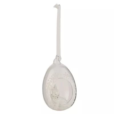 Clayre & Eef Dekoration Anhänger Ei Hase transparent ca. 9 x 6 cm