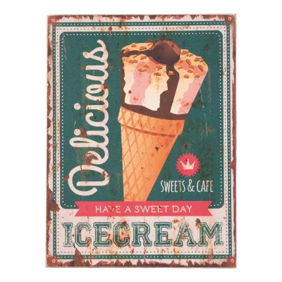 Clayre & Eef Schild Wandschild Icecream ca. 30 x 40 cm