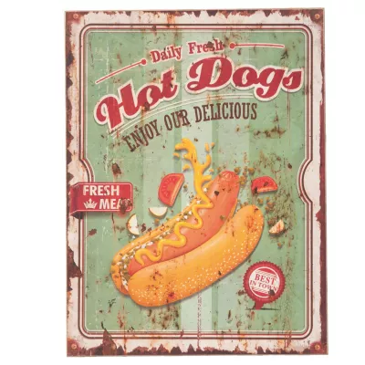 Clayre & Eef Schild Wandschild Hot Dogs ca. 30 x 40 cm