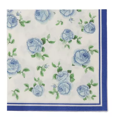 Clayre & Eef Papierservietten (20 Stück) Blumen blau ca. 16 x 16 cm