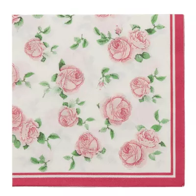 Clayre & Eef Papierservietten (20 Stück) Blumen rosa ca. 16 x 16 cm