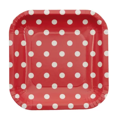 Clayre & Eef Einwegteller (10 Stück) rot Punkte weiß ca. 15 x 15 cm