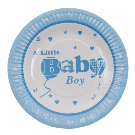 Einwegteller (10 Stück) Baby Boy blau ca. Ã˜ 18 cm