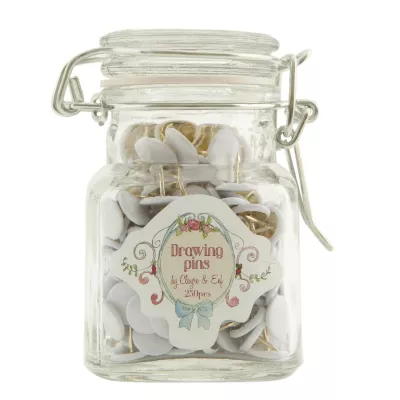 Clayre & Eef Jar with 250 pushpin 5x5x8 cm