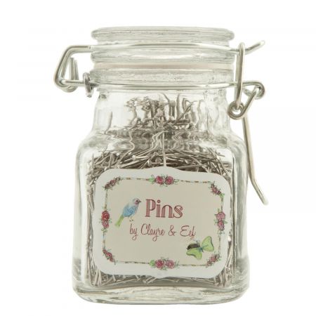 Clayre & Eef Jar with 100 gr needles 5x5x8 cm