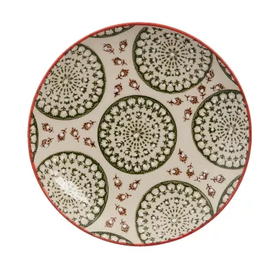 Clayre & Eef Kleiner Teller mit Kreismuster grün Ø20cm