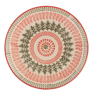 Clayre & Eef Kleiner Teller grün rot Ø20cm