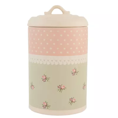 Clayre & Eef Vorratsdose rose / grün mit Rosen Design 12 x 20 cm