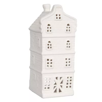 Clayre & Eef Deko Haus weiß 6*6,5*14cm