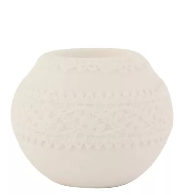 Clayre & Eef Windlicht Kugel weiß Ø9,5*8,5cm