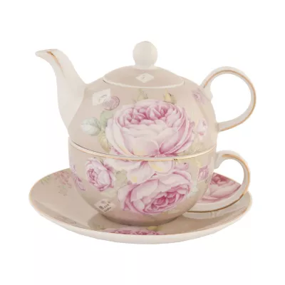 Clayre & Eef Tea for one Teekanne & Tasse Blumen ca. Ø 16 x 15 cm