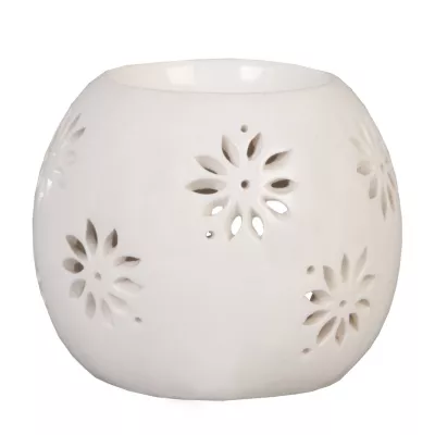 Clayre & Eef Duftlampe aus Keramik Kugel weiß ca.  8 x 8 cm